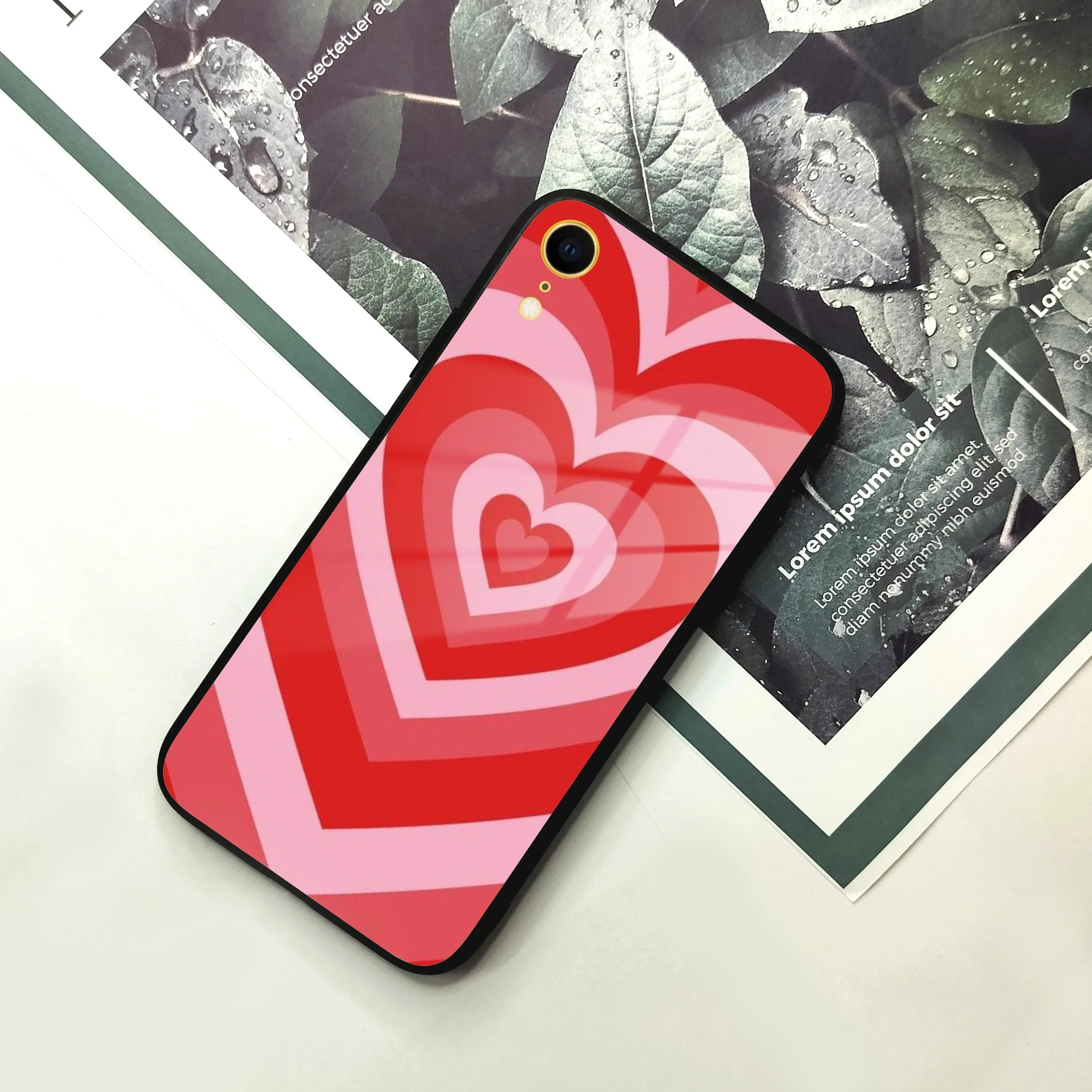 Latte Love Patter Glass Case Cover - Red For iPhone - ShopOnCliQ