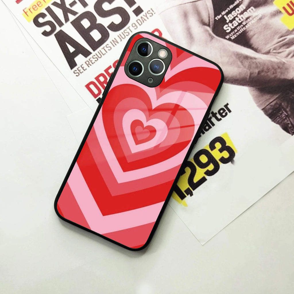 Latte Love Patter Glass Case Cover - Red For iPhone - ShopOnCliQ