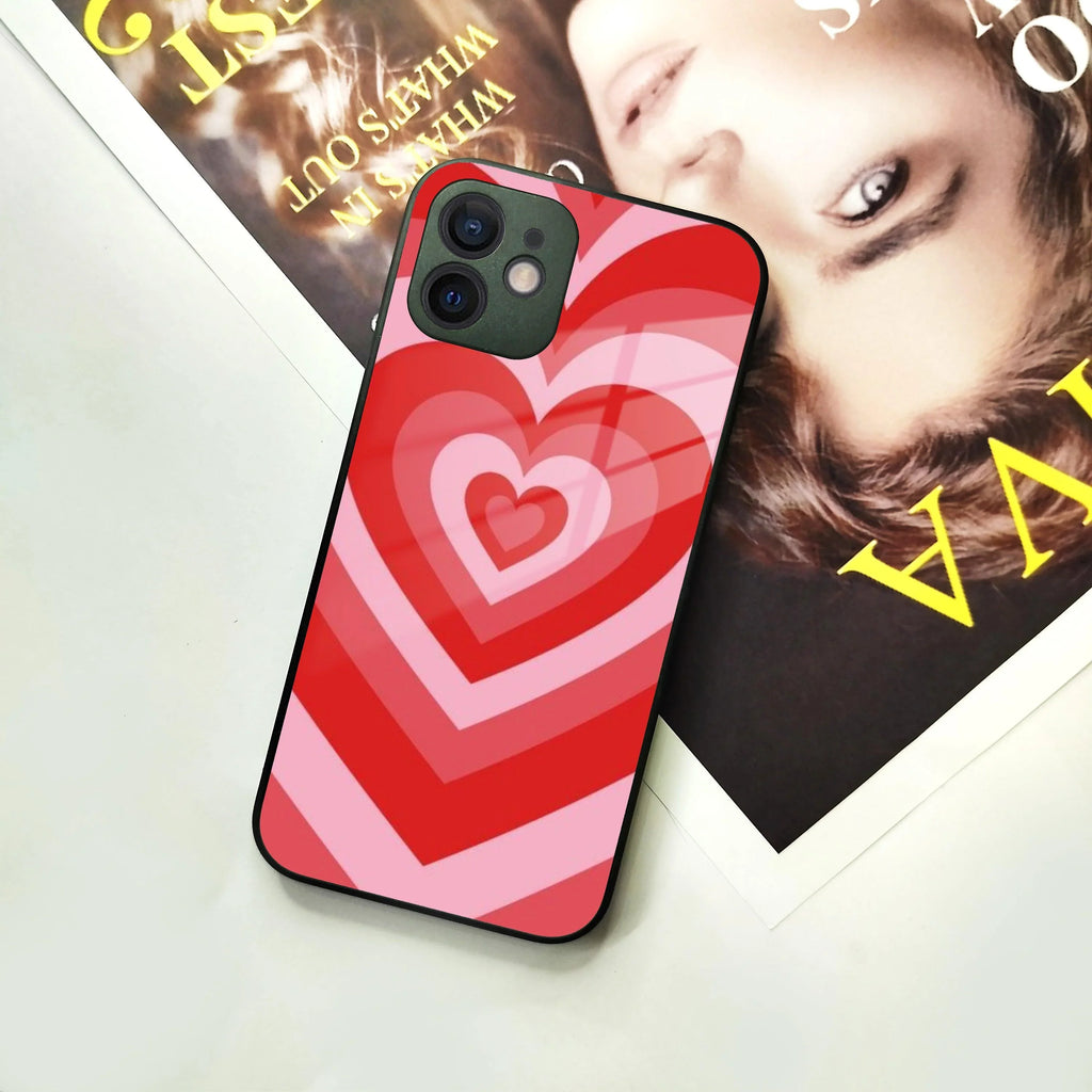 Latte Love Patter Glass Case Cover - Red For iPhone - ShopOnCliQ
