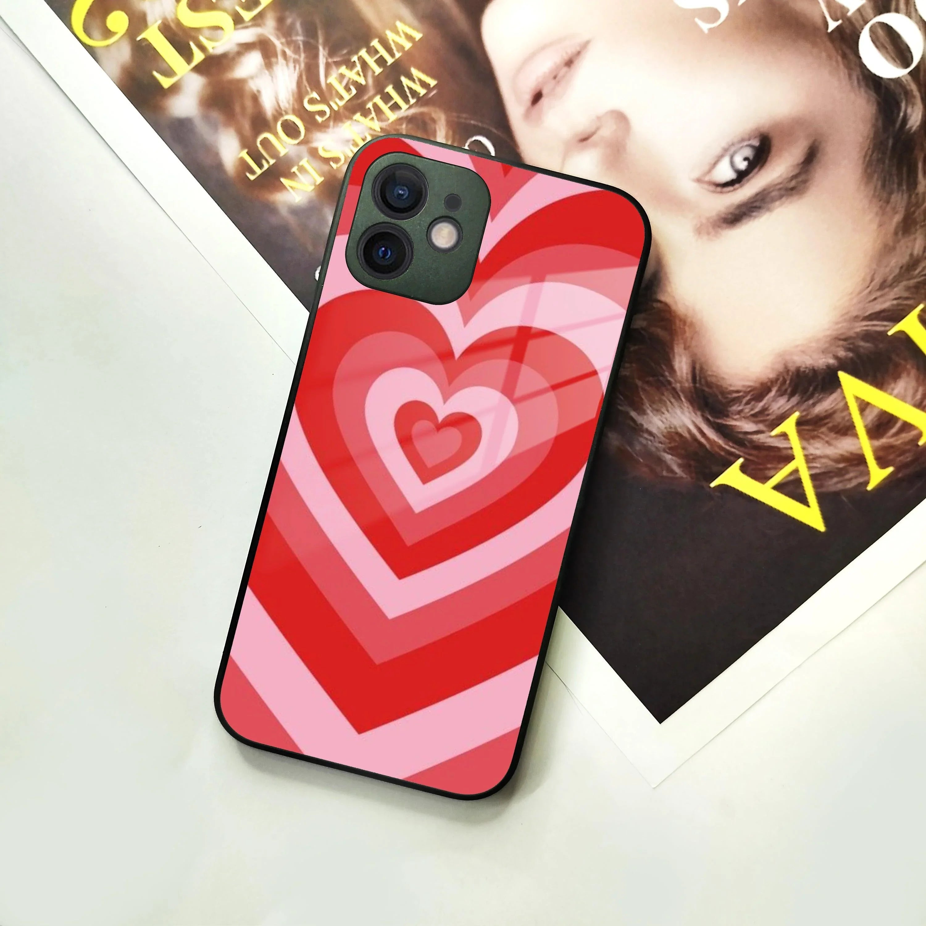 Latte Love Patter Glass Case Cover - Red For iPhone - ShopOnCliQ