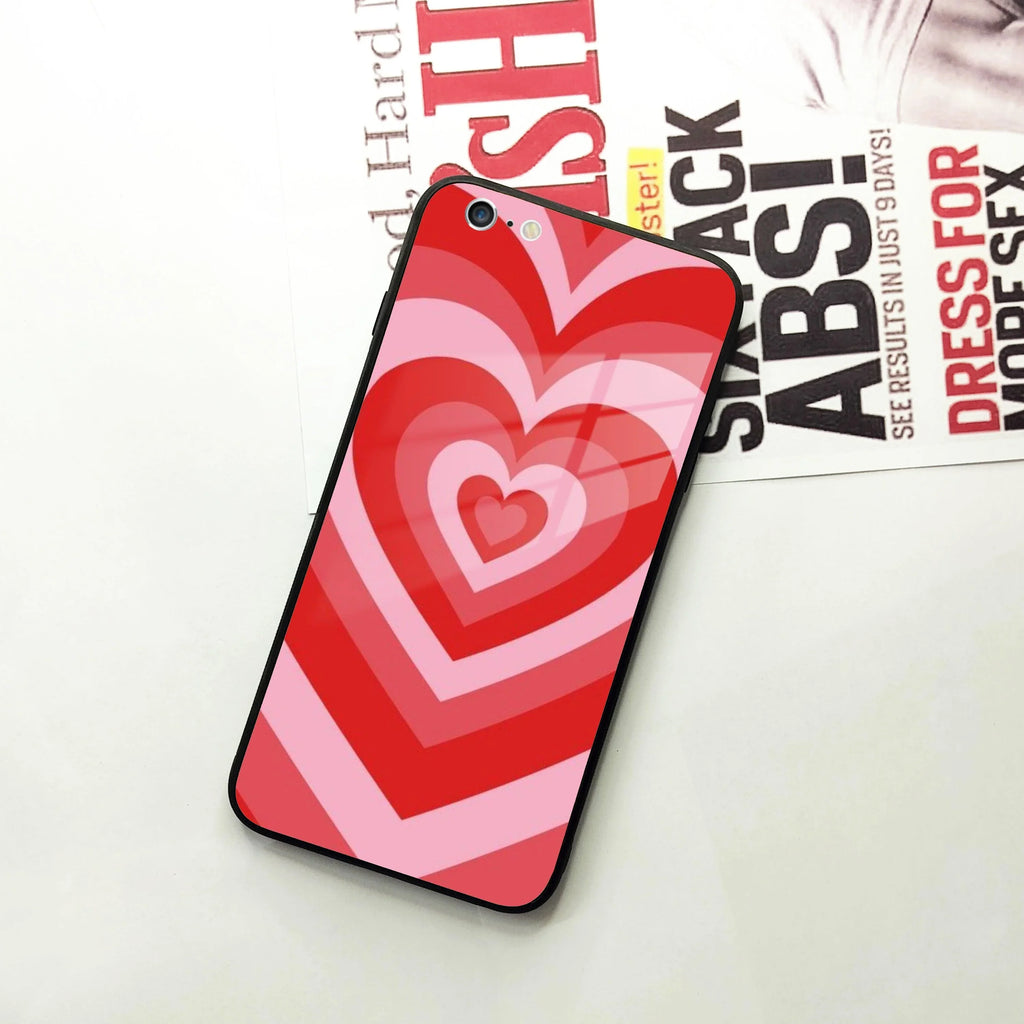 Latte Love Patter Glass Case Cover - Red For iPhone - ShopOnCliQ