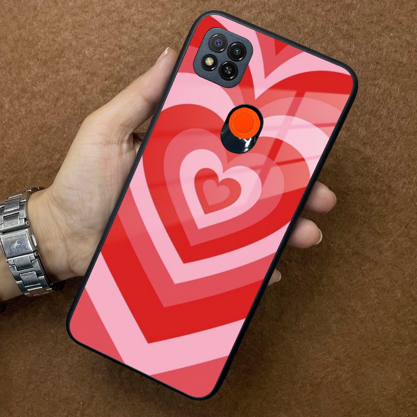 Latte Love Patter Glass Case Cover - Red Redmi/Xiaomi