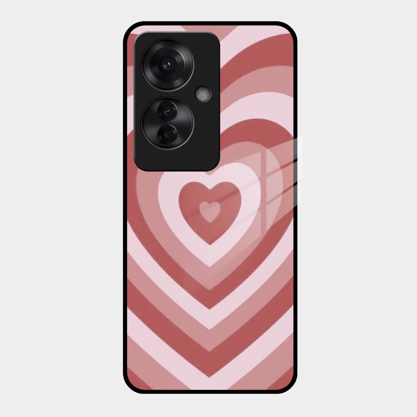 Latte Love Patter Glass Case Cover - Brown For Oppo