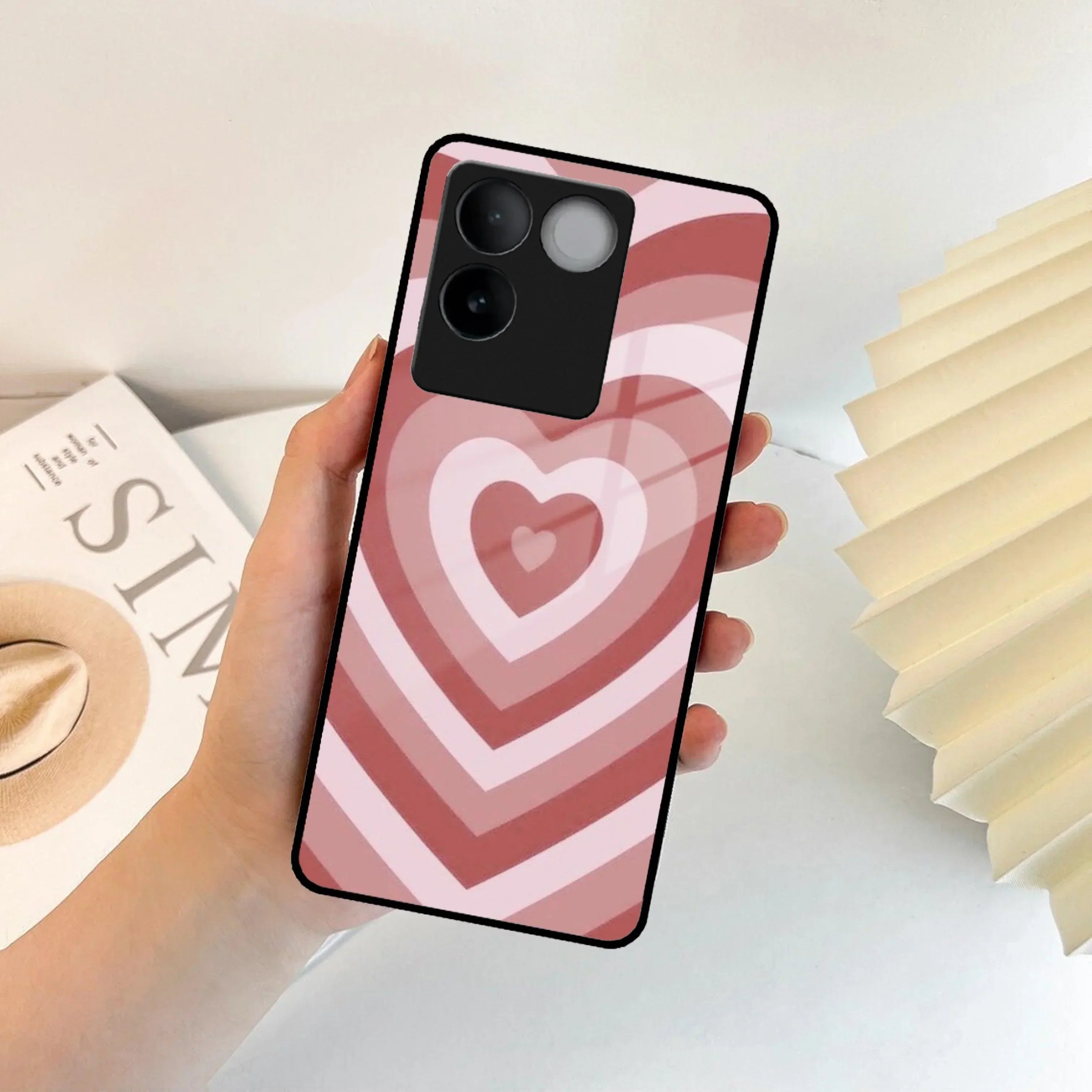 Latte Love Patter Glass Case Cover - Brown For iQOO - ShopOnCliQ