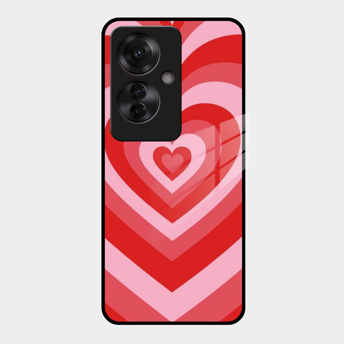 Latte Love Patter Glass Case Cover - Red For Oppo