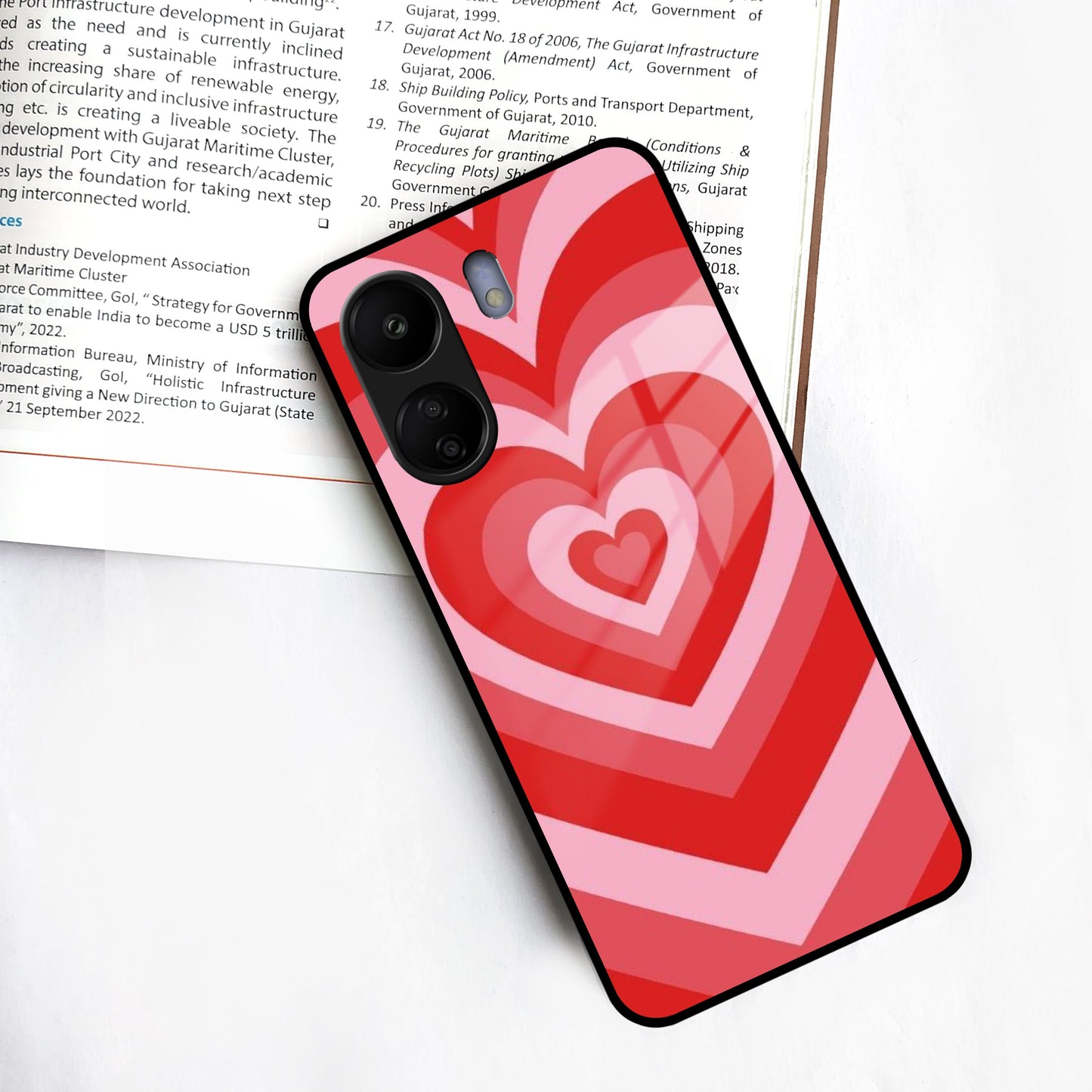Latte Love Patter Glass Case Cover - Red Redmi/Xiaomi