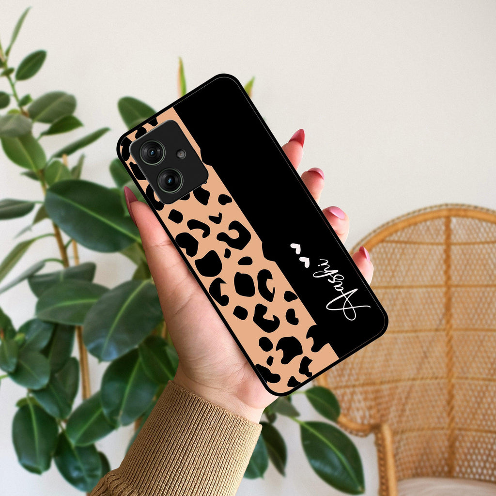 Leopard Glossy Metal Case Cover For Motorola - ShopOnCliQ