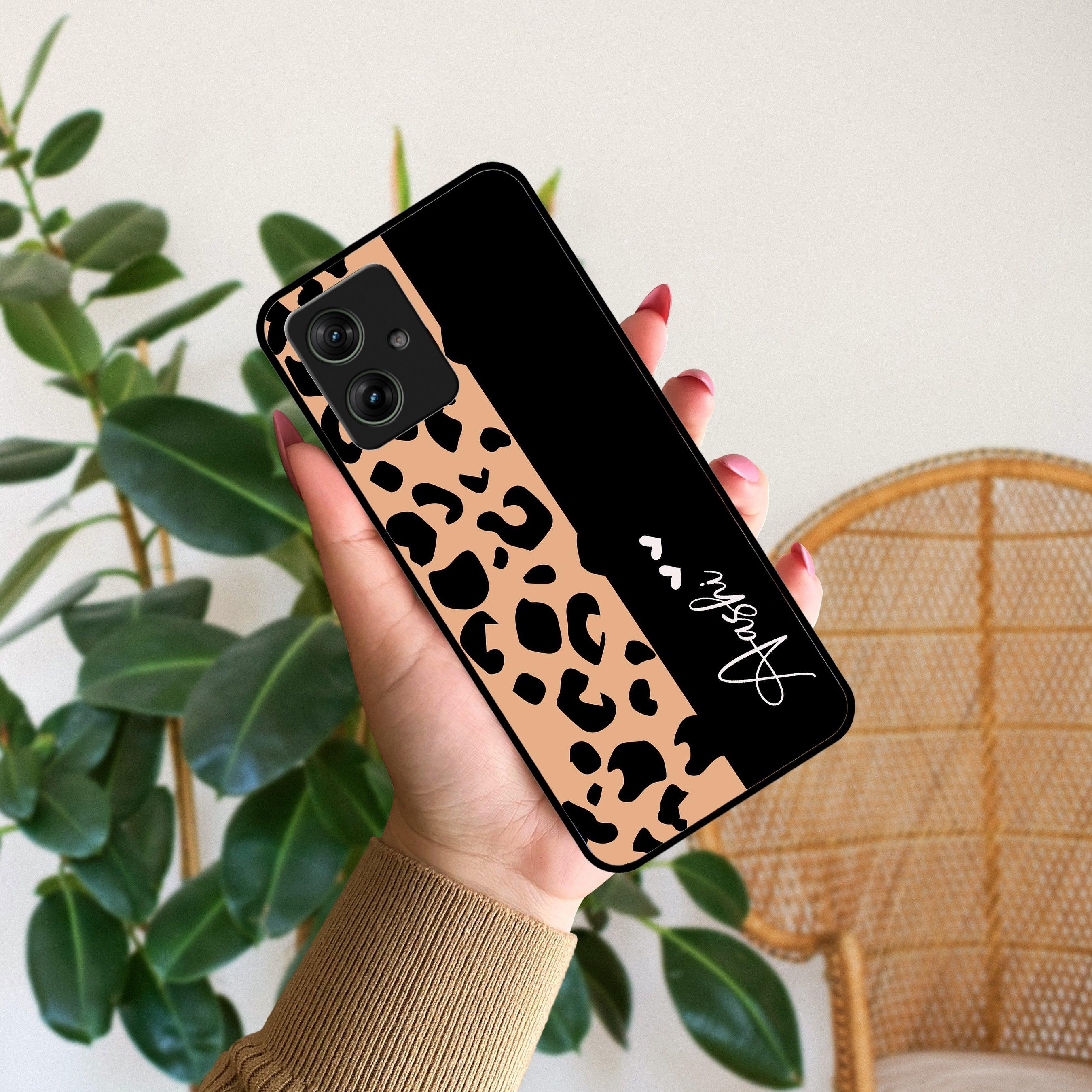 Leopard Glossy Metal Case Cover For Motorola - ShopOnCliQ