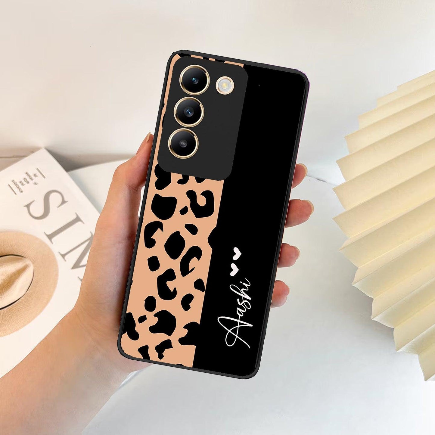 Leopard Glossy Metal Case Cover For Vivo