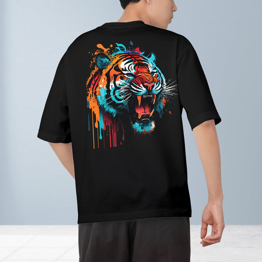 Lion Illustration Men's Cotton Graphic Print Oversized T-Shirt - ShopOnCliQ