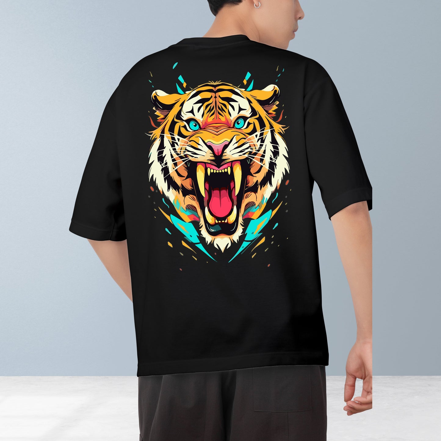 Lion Men's Cotton Graphic Print Oversized T-Shirt - ShopOnCliQ