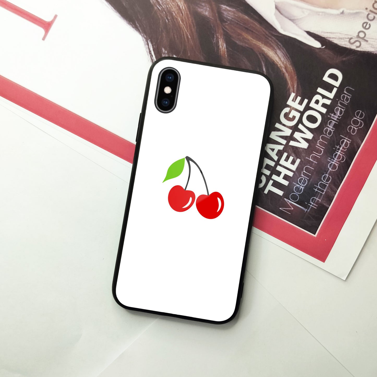 Cherry Glass Case Cover For iPhone
