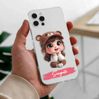 Little Girl Customize Transparent Silicon Case For iPhone 14