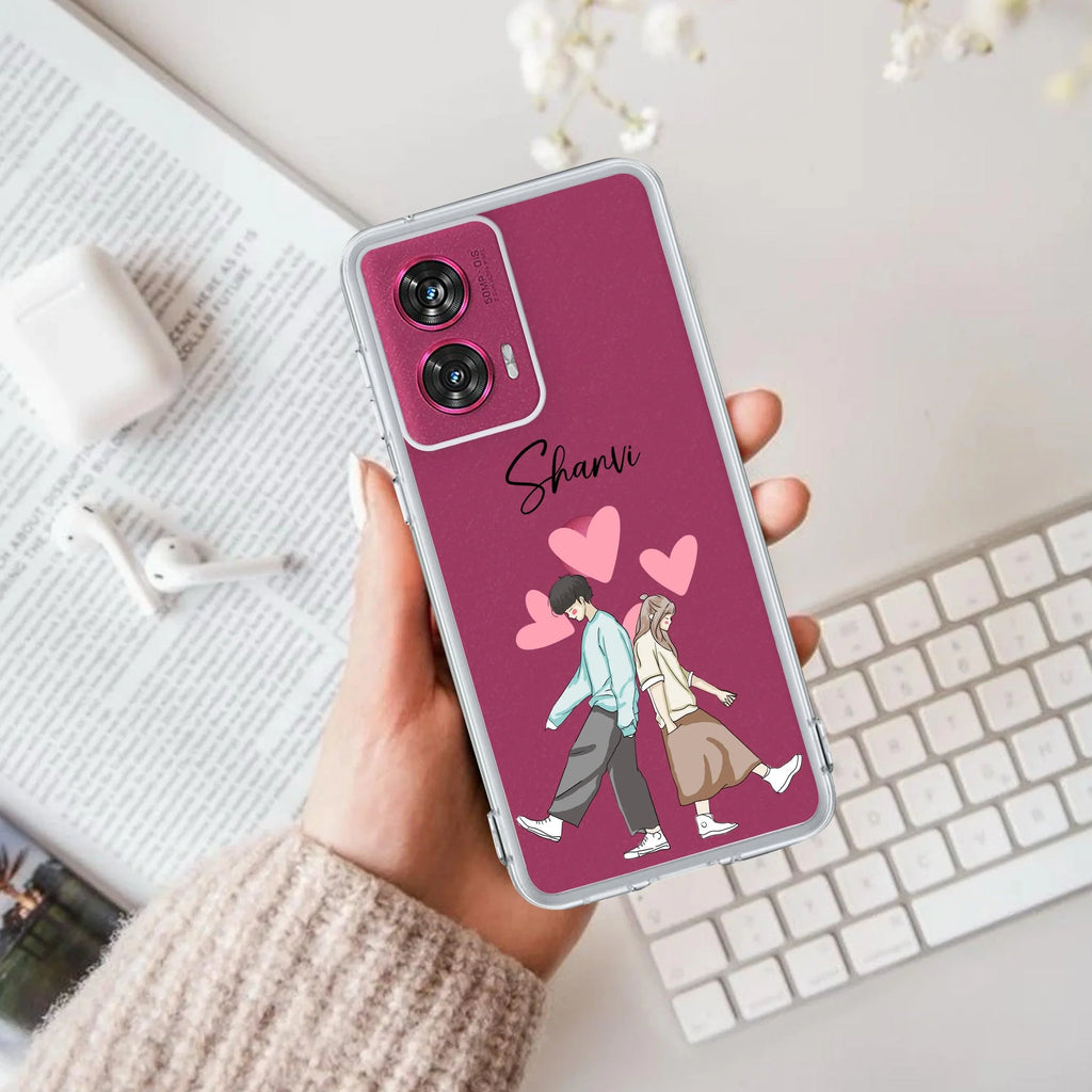 Love Couple Customize Anti Yellow Case For Motorola G85 5G