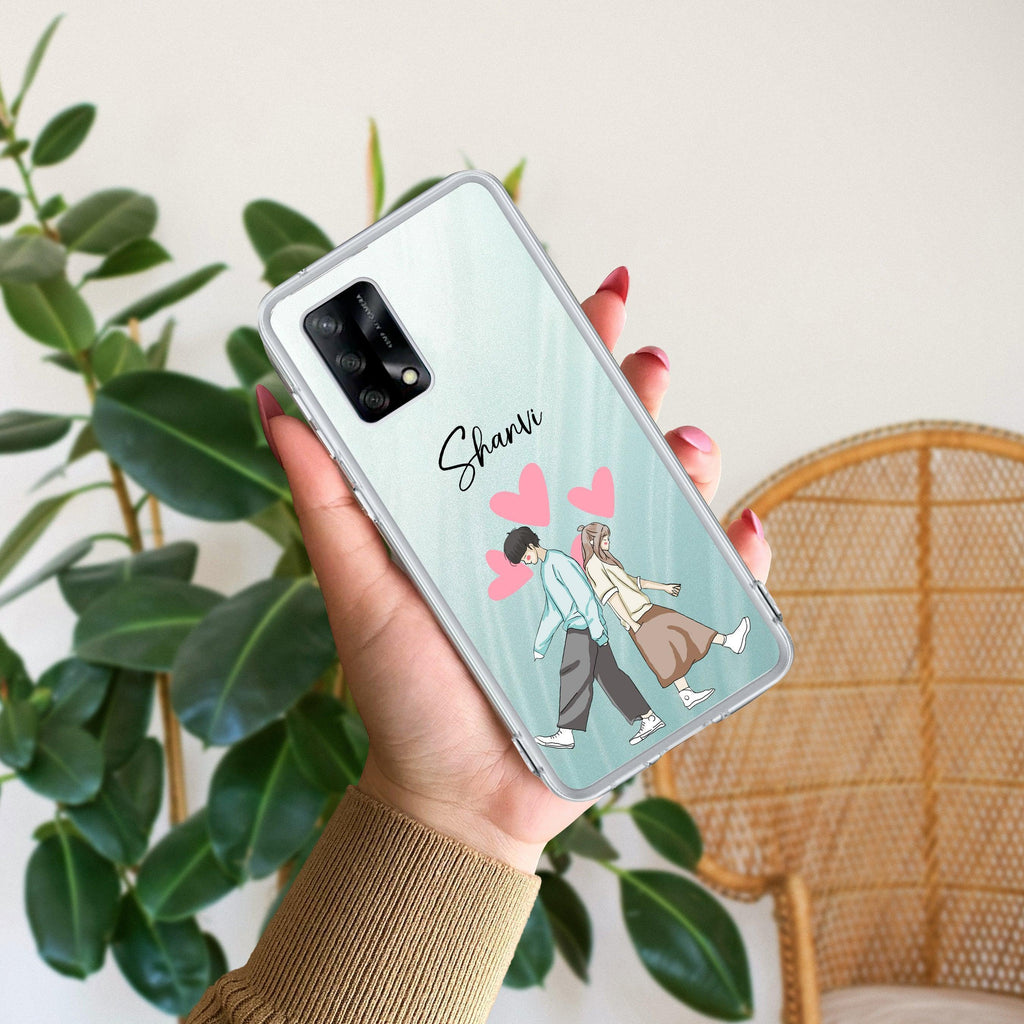 Love Couple Customize Anti Yellow Case For Oppo F19 / Oppo F19s