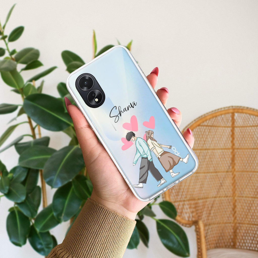 Love Couple Customize Anti Yellow Case For Oppo A18 4G