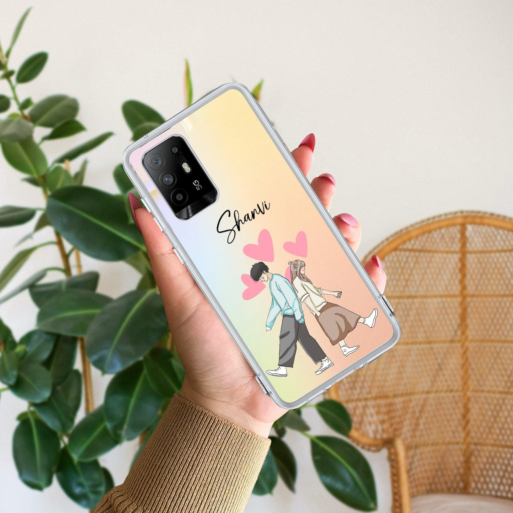 Love Couple Customize Anti Yellow Case For Oppo F19 Pro Plus