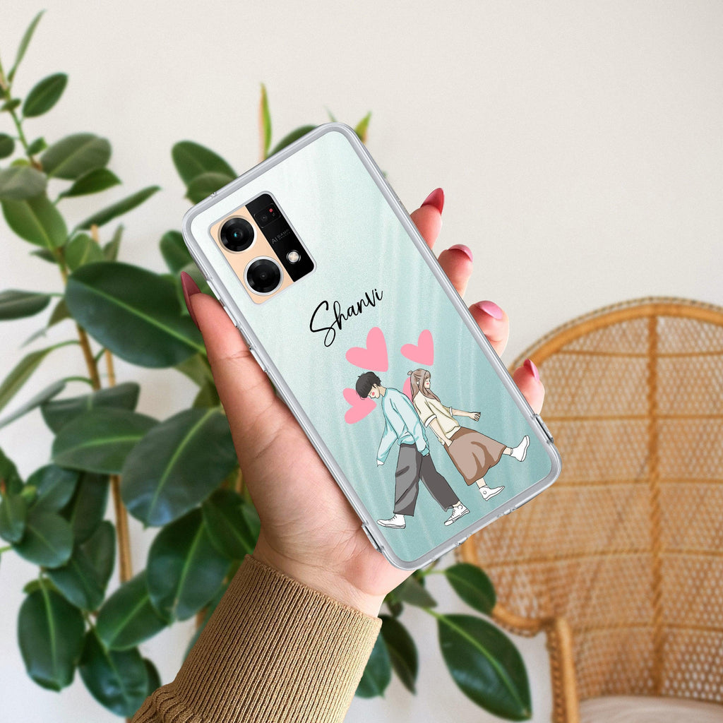 Love Couple Customize Anti Yellow Case For Oppo F21 Pro (4G)