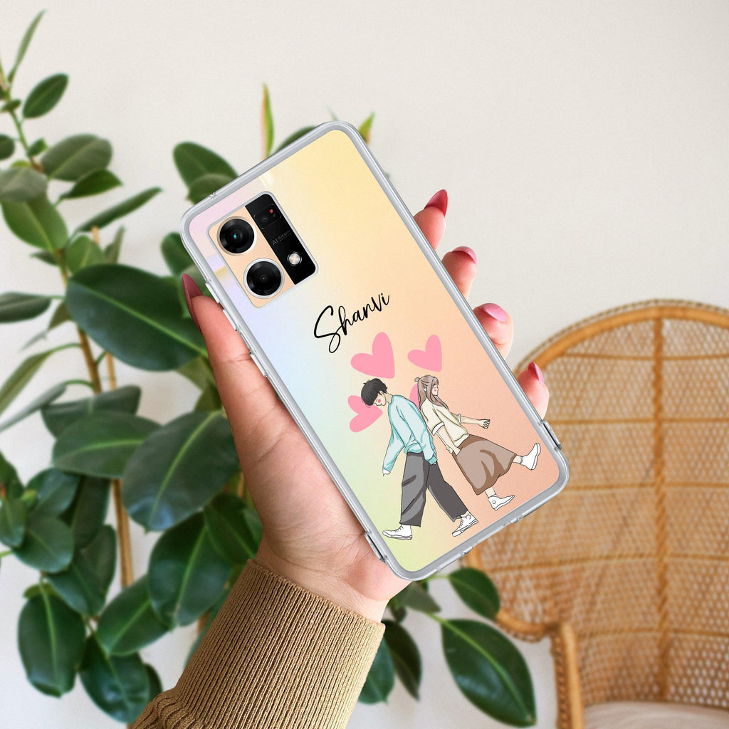 Love Couple Customize Anti Yellow Case For Oppo Reno 7 5G