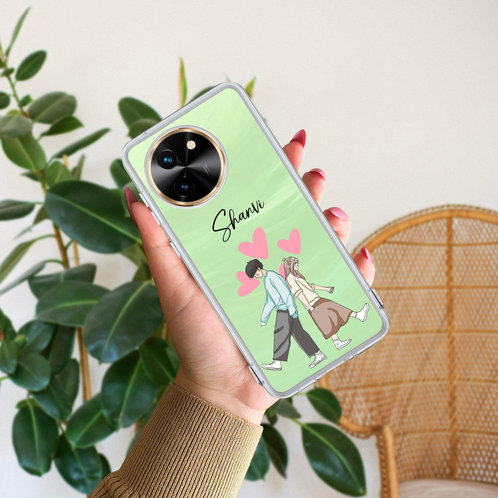 Love Couple Customize Transparent Silicon Case For Vivo Y75 4G