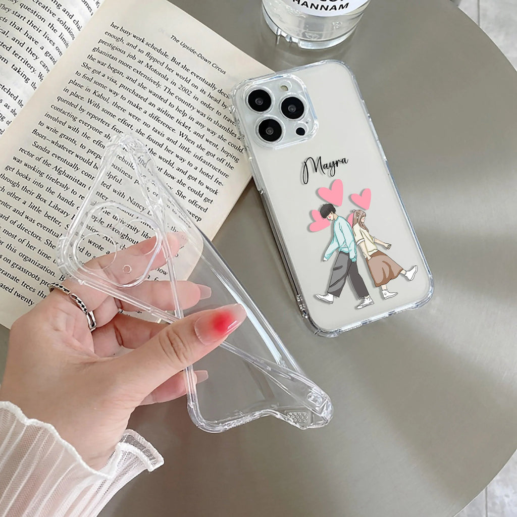 Love Couple Customize Transparent Silicon Case For iPhone 15 Plus