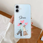 Love Couple Customize Anti Yellow Clear Case For iPhone 16 Plus