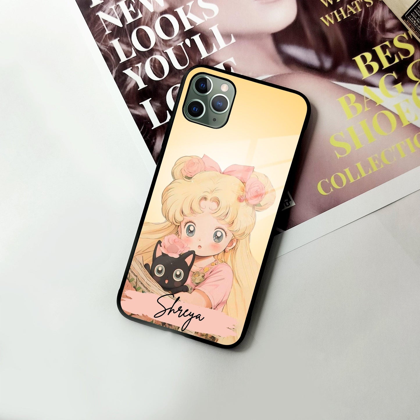 Lovely Sailor Moon Customize Glass Case Cover For iPhone