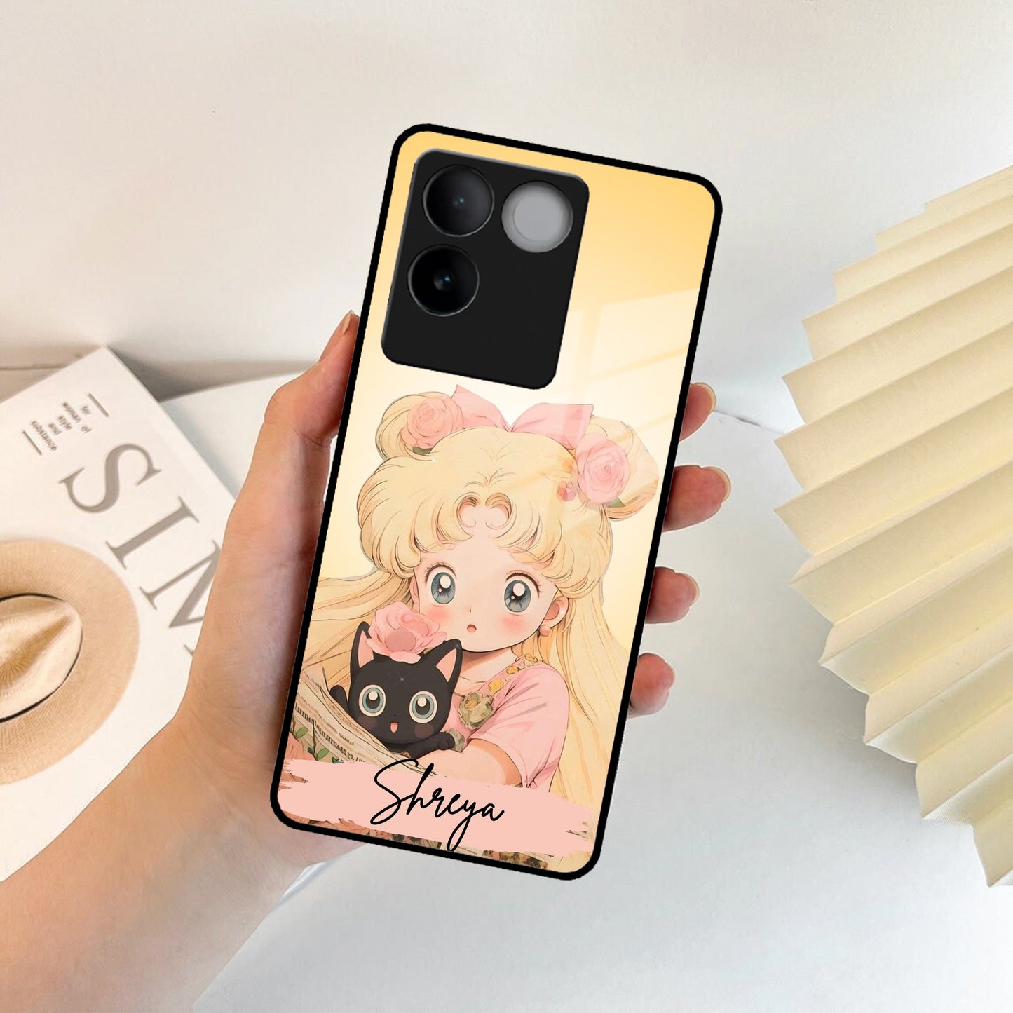 Lovely Sailor Moon Customize Glass Case Cover For Vivo