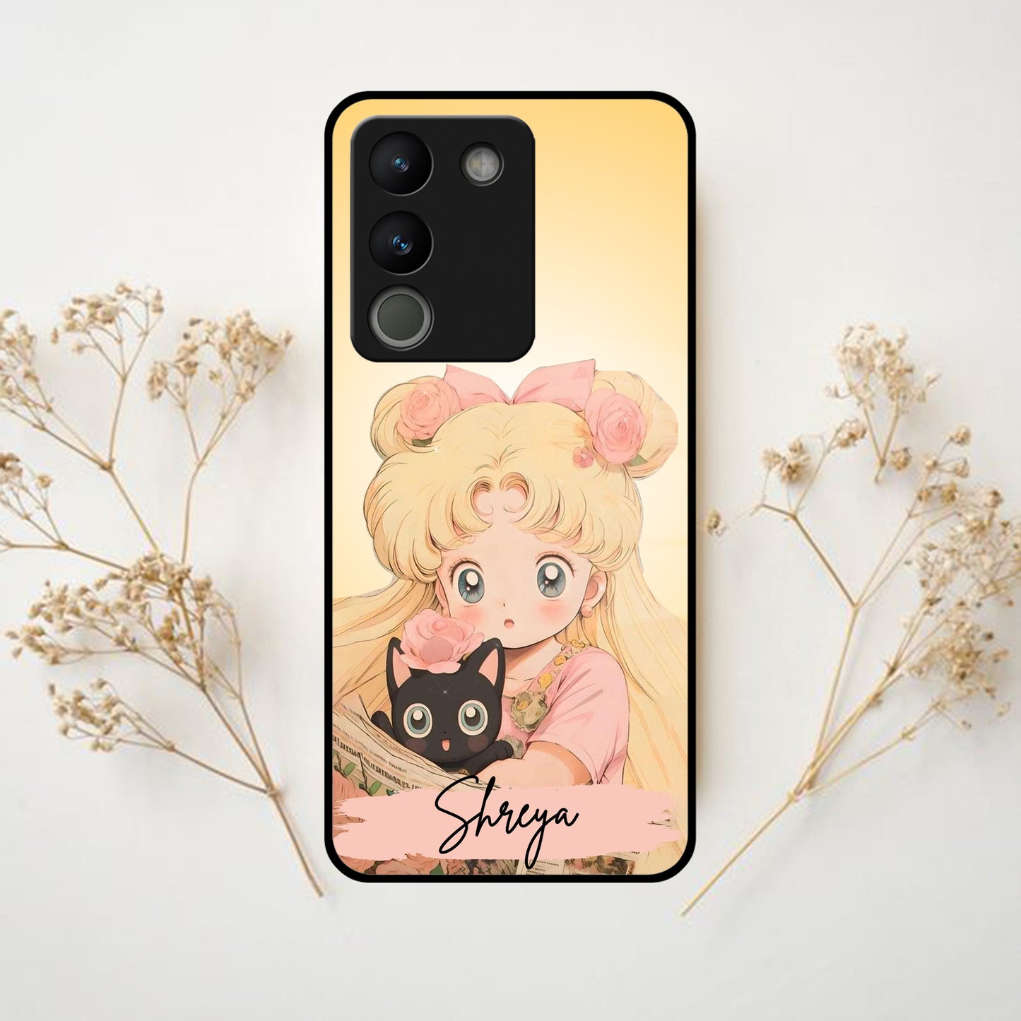 Lovely Sailor Moon Customize Glass Case Cover For Vivo