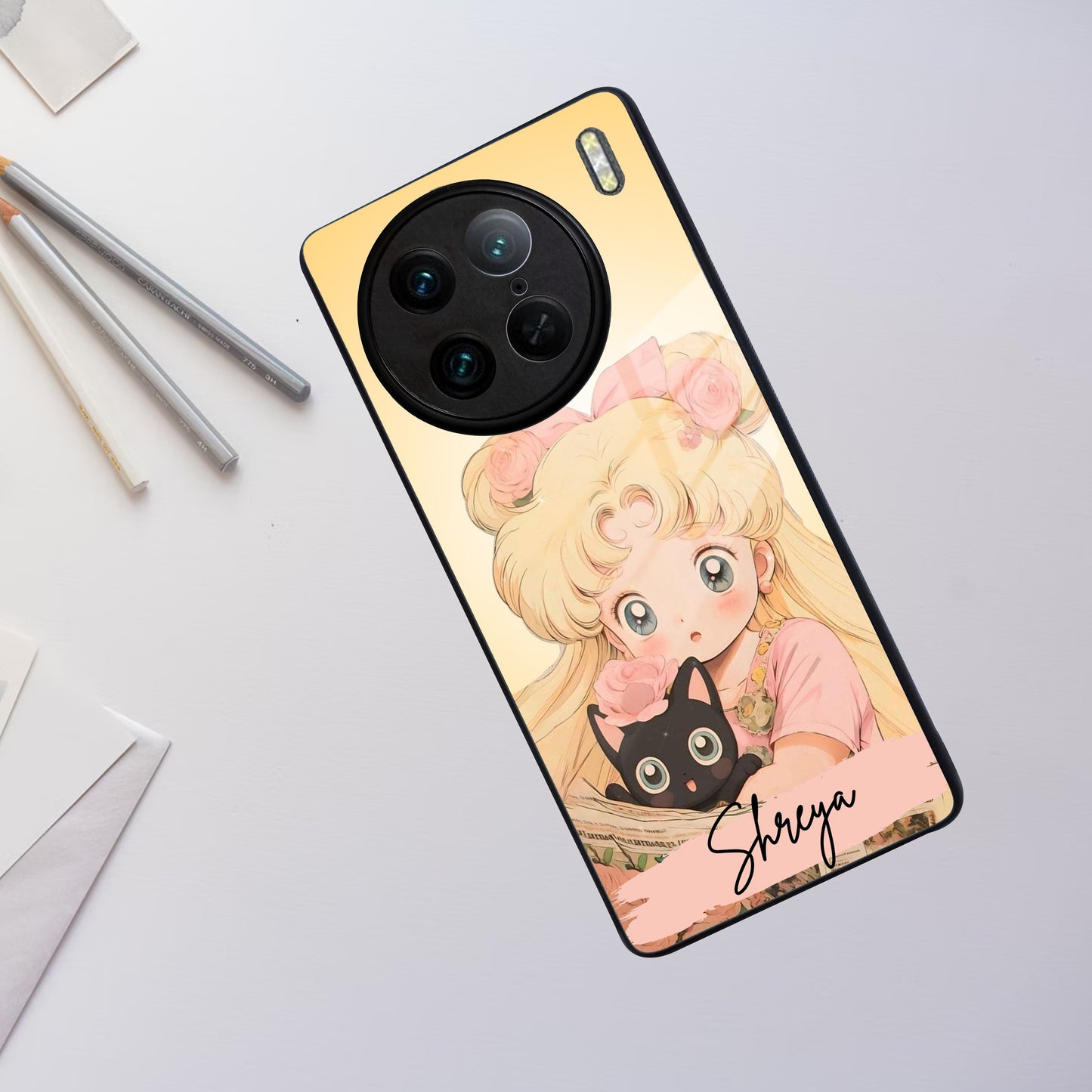 Lovely Sailor Moon Customize Glass Case Cover For Vivo