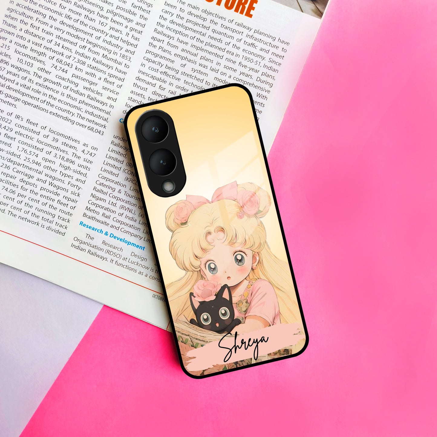 Lovely Sailor Moon Customize Glass Case Cover For Vivo