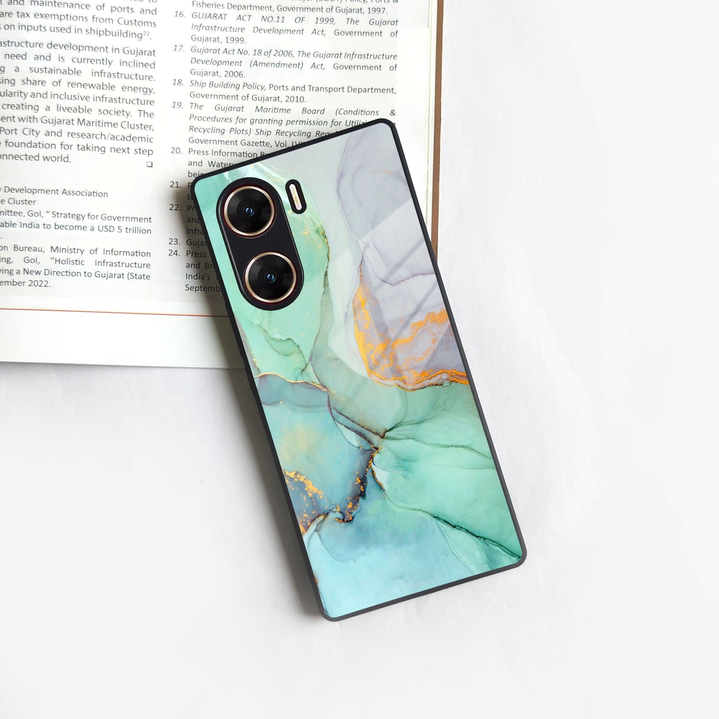 Marble Glass Finish Phone Case And Cover For Vivo