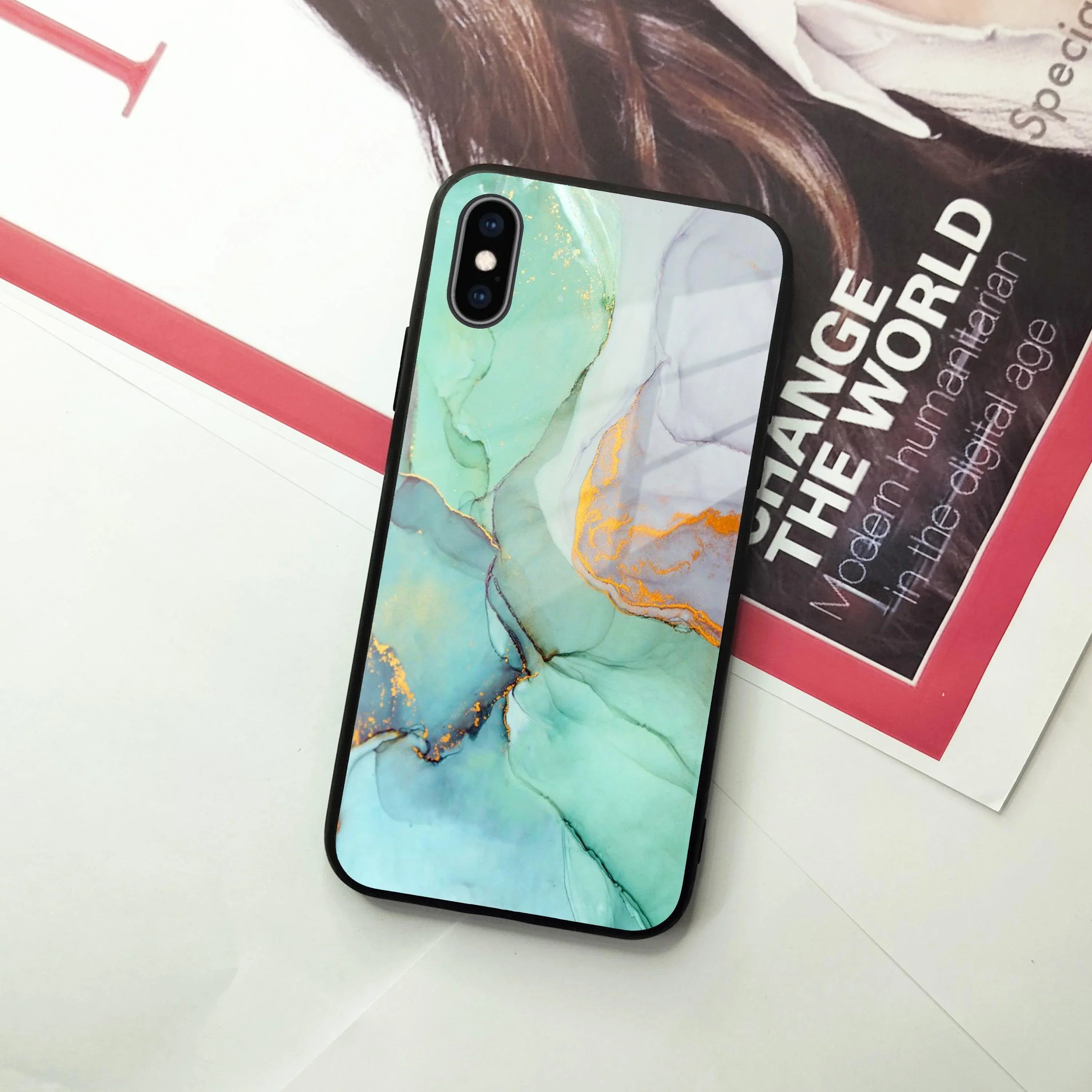 Marble Glass Finish Phone Case And Cover For iPhone - ShopOnCliQ