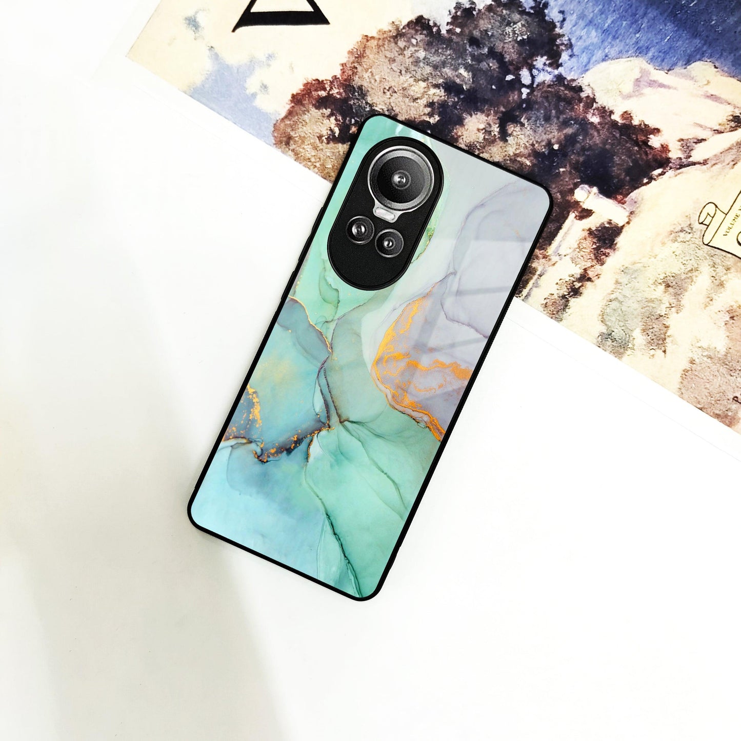 Marble Glass Finish Phone Case And Cover For Oppo