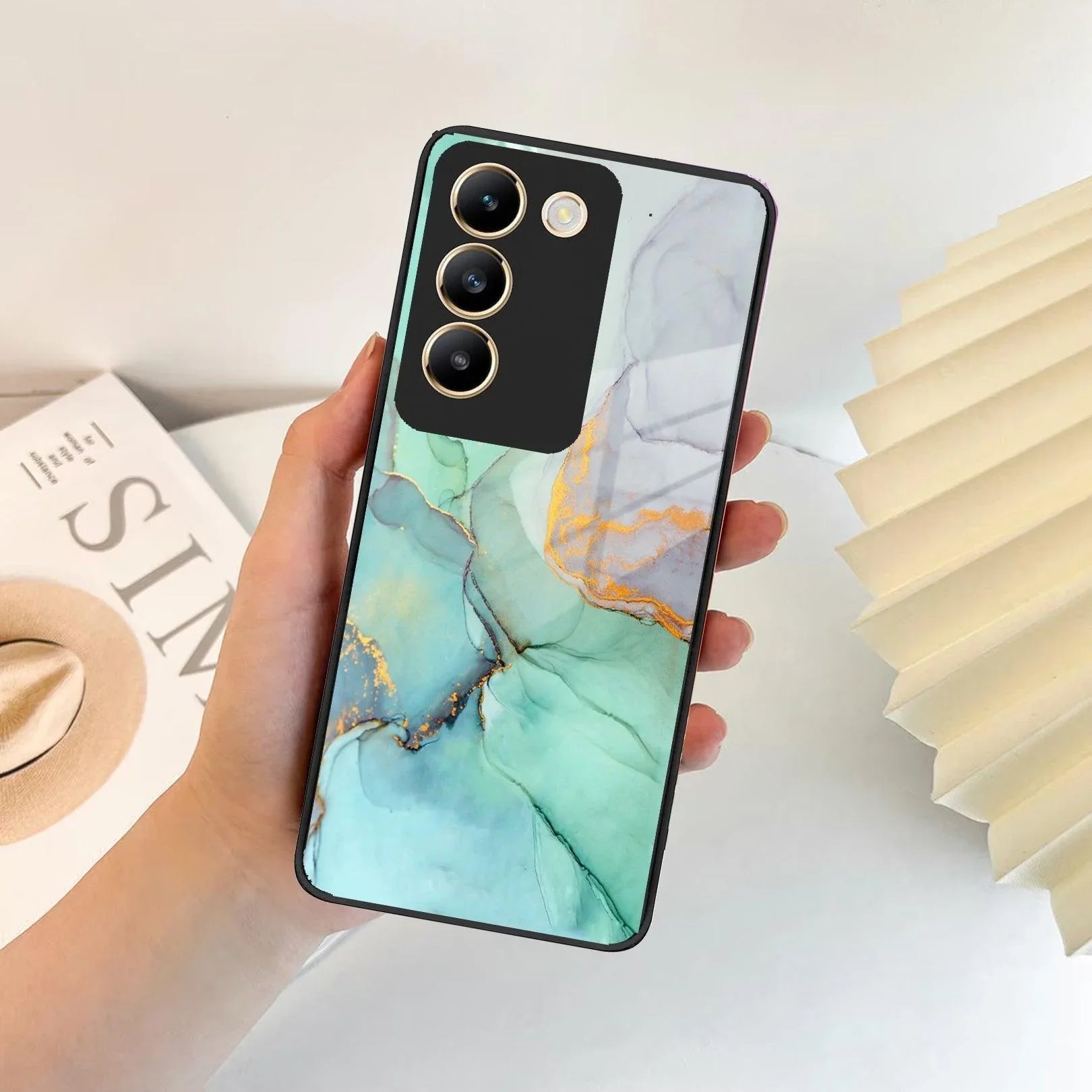 Marble Glass Finish Phone Case And Cover For Vivo - ShopOnCliQ