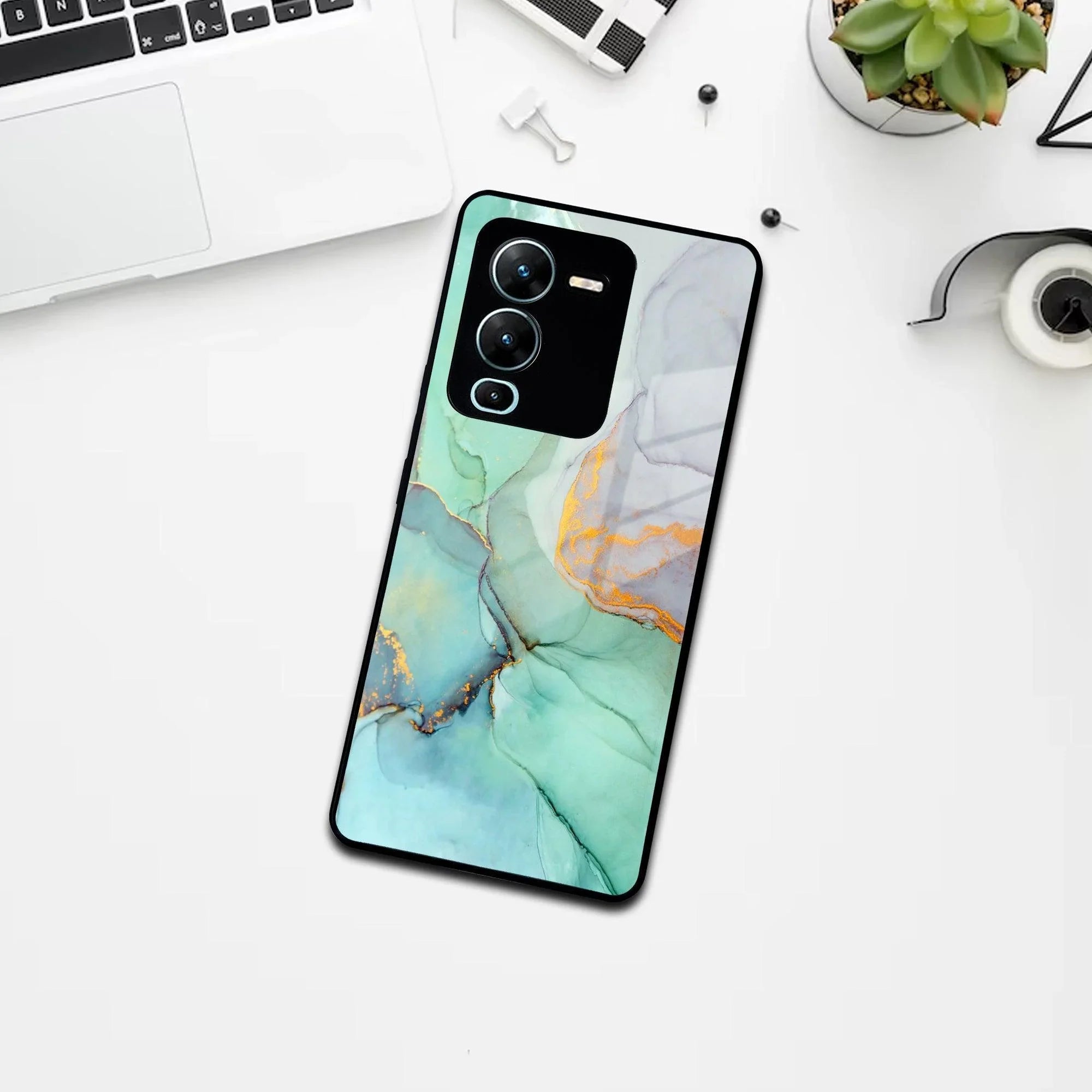Marble Glass Finish Phone Case And Cover For Vivo - ShopOnCliQ