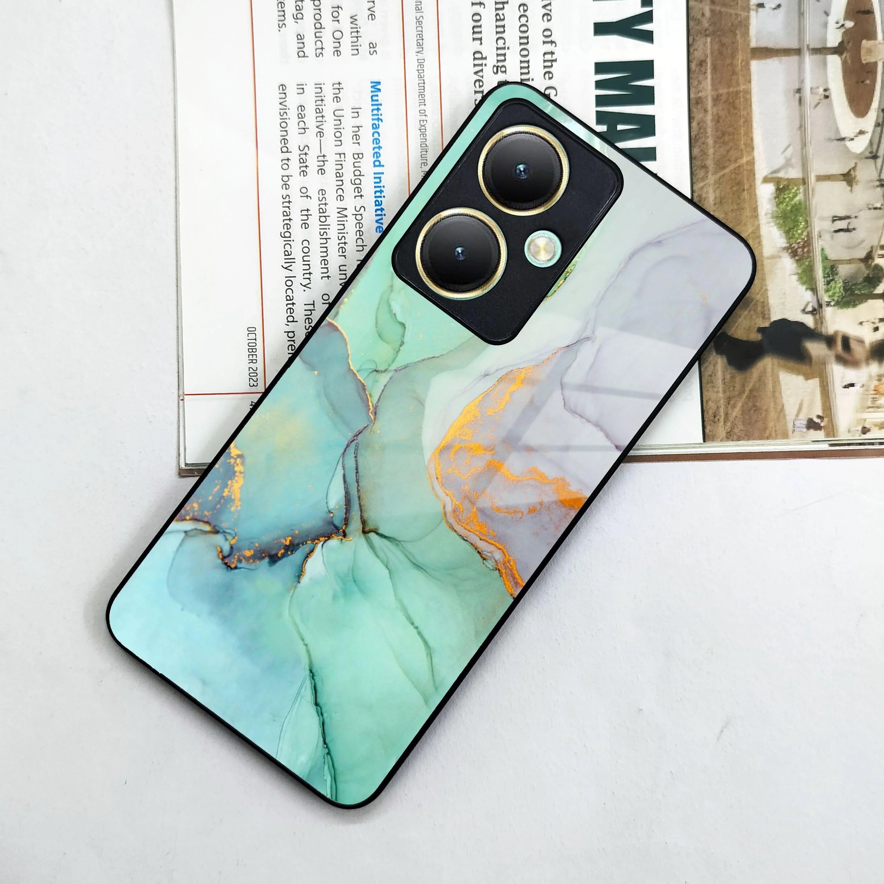 Marble Glass Finish Phone Case And Cover For Vivo - ShopOnCliQ