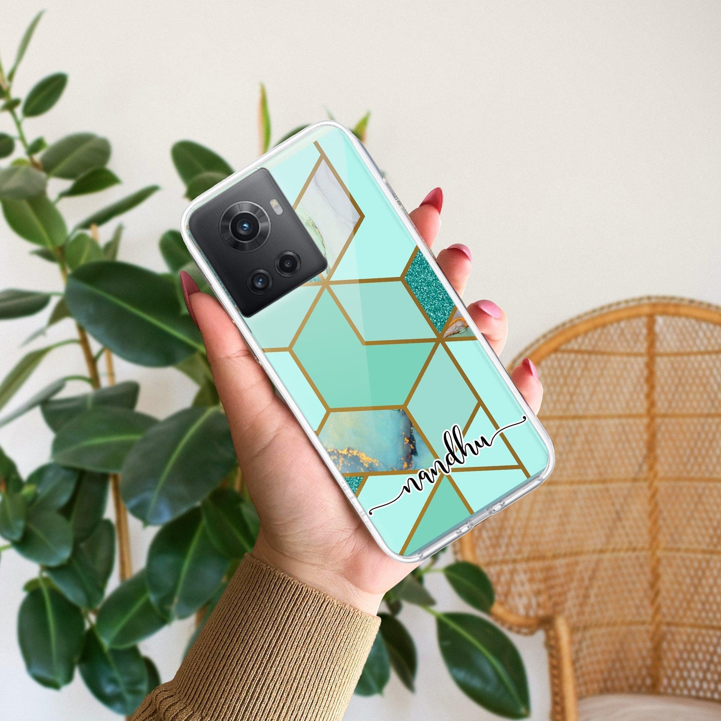 Marble Green Customize Transparent Silicon Case For OnePlus