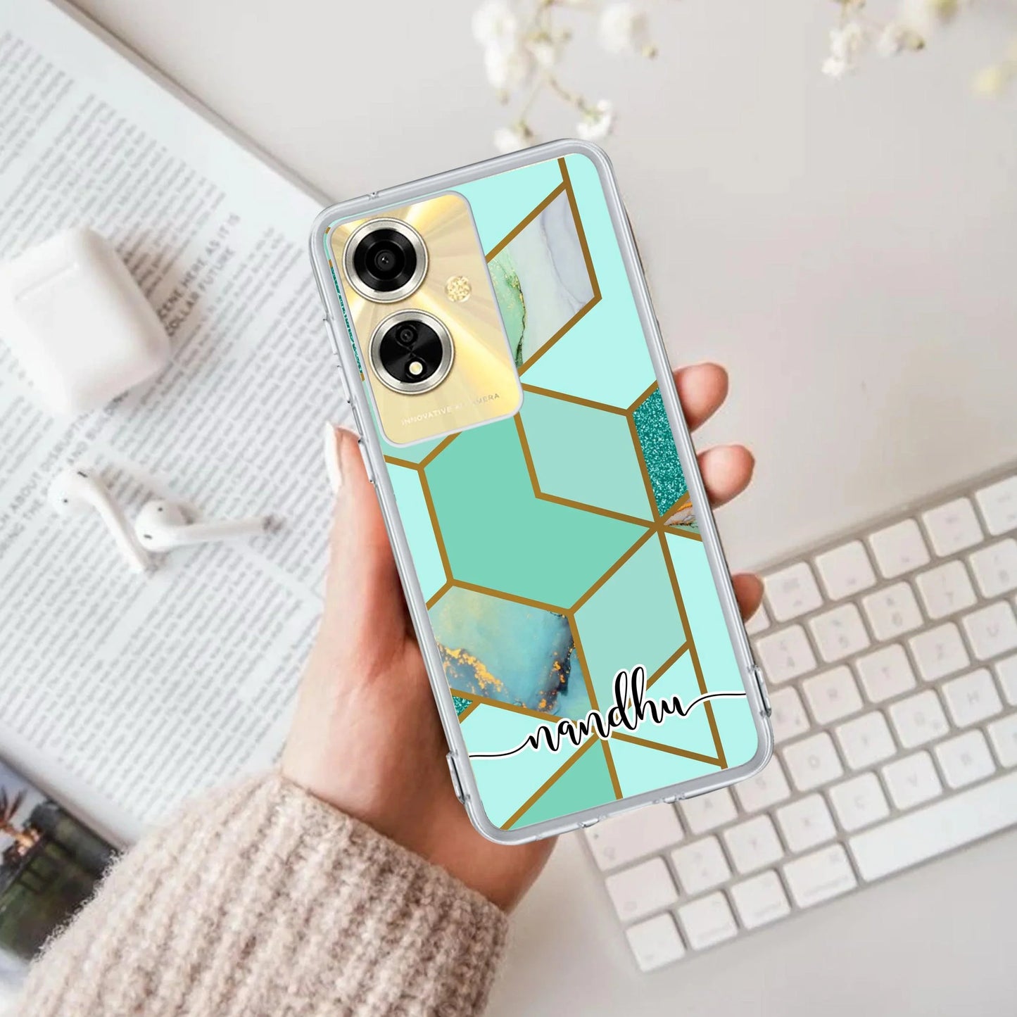Marble Green Customize Transparent Silicon Case For Oppo - ShopOnCliQ