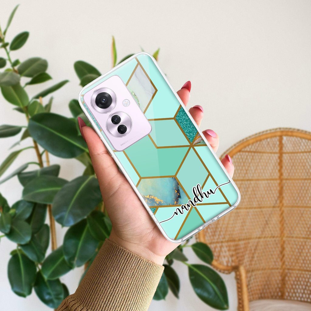 Marble Green Customize Anti Yellow Case For Oppo F25 Pro 5G