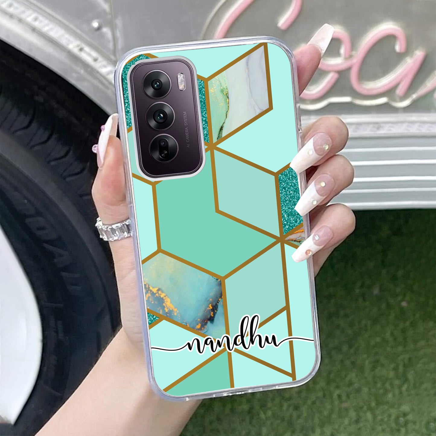 Marble Green Customize Transparent Silicon Case For Oppo ShopOnCliQ