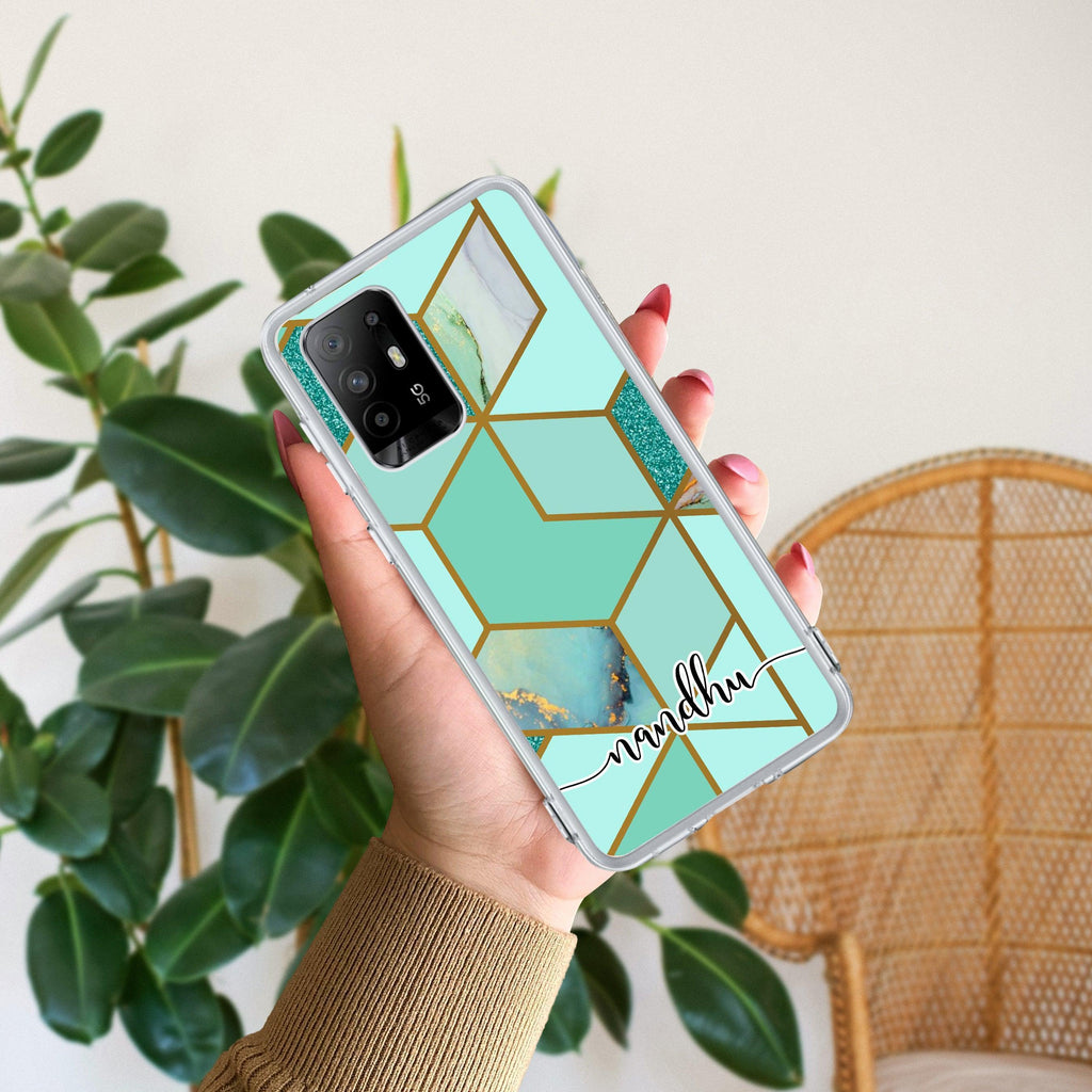Marble Green Customize Anti Yellow Case For Oppo F19 Pro Plus