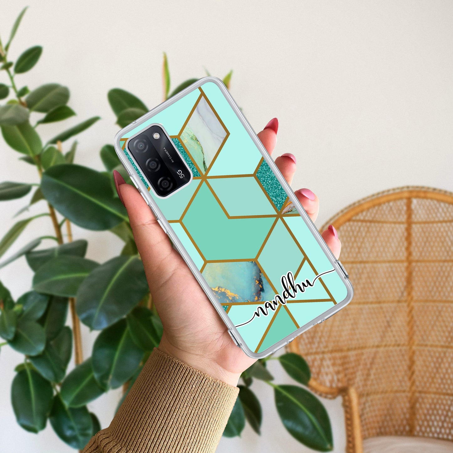 Marble Green Customize Transparent Silicon Case For Oppo ShopOnCliQ