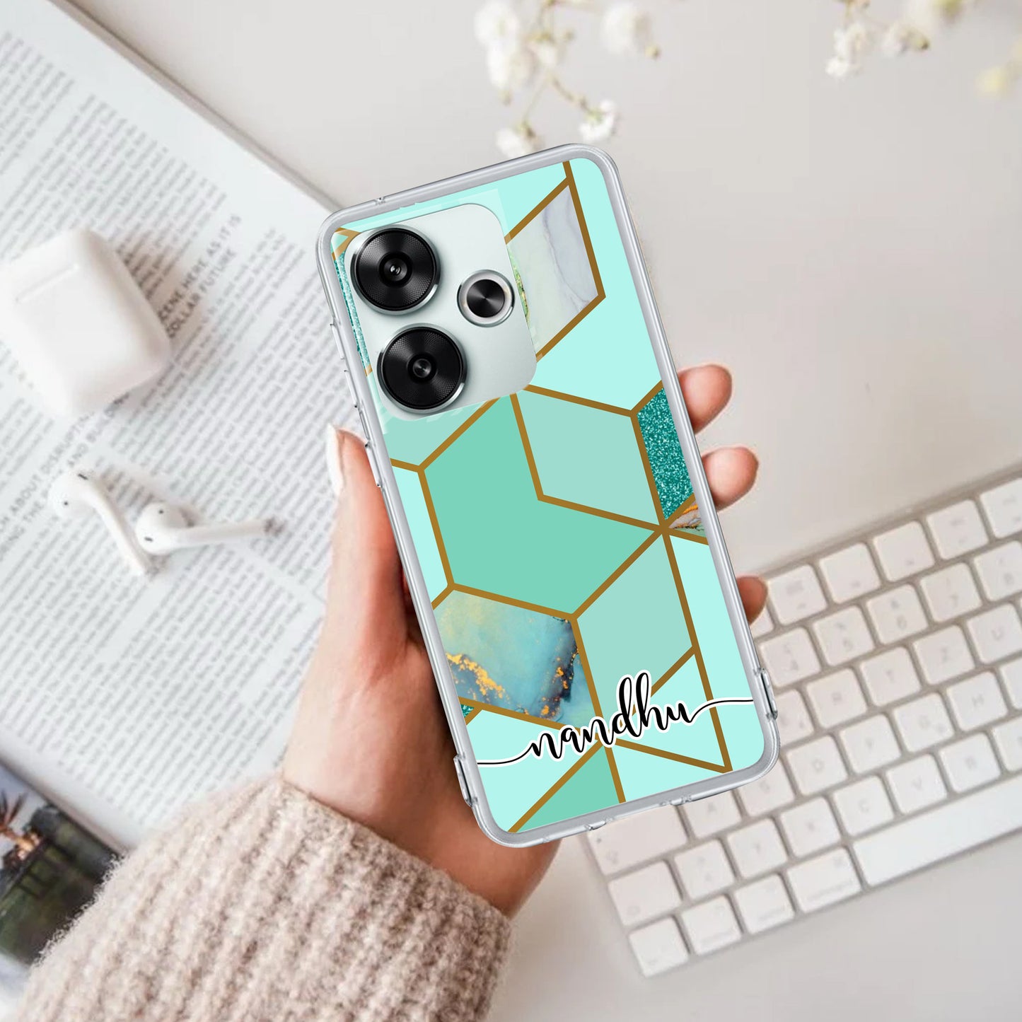 Marble Green Customize Transparent Silicon Case For Poco - ShopOnCliQ