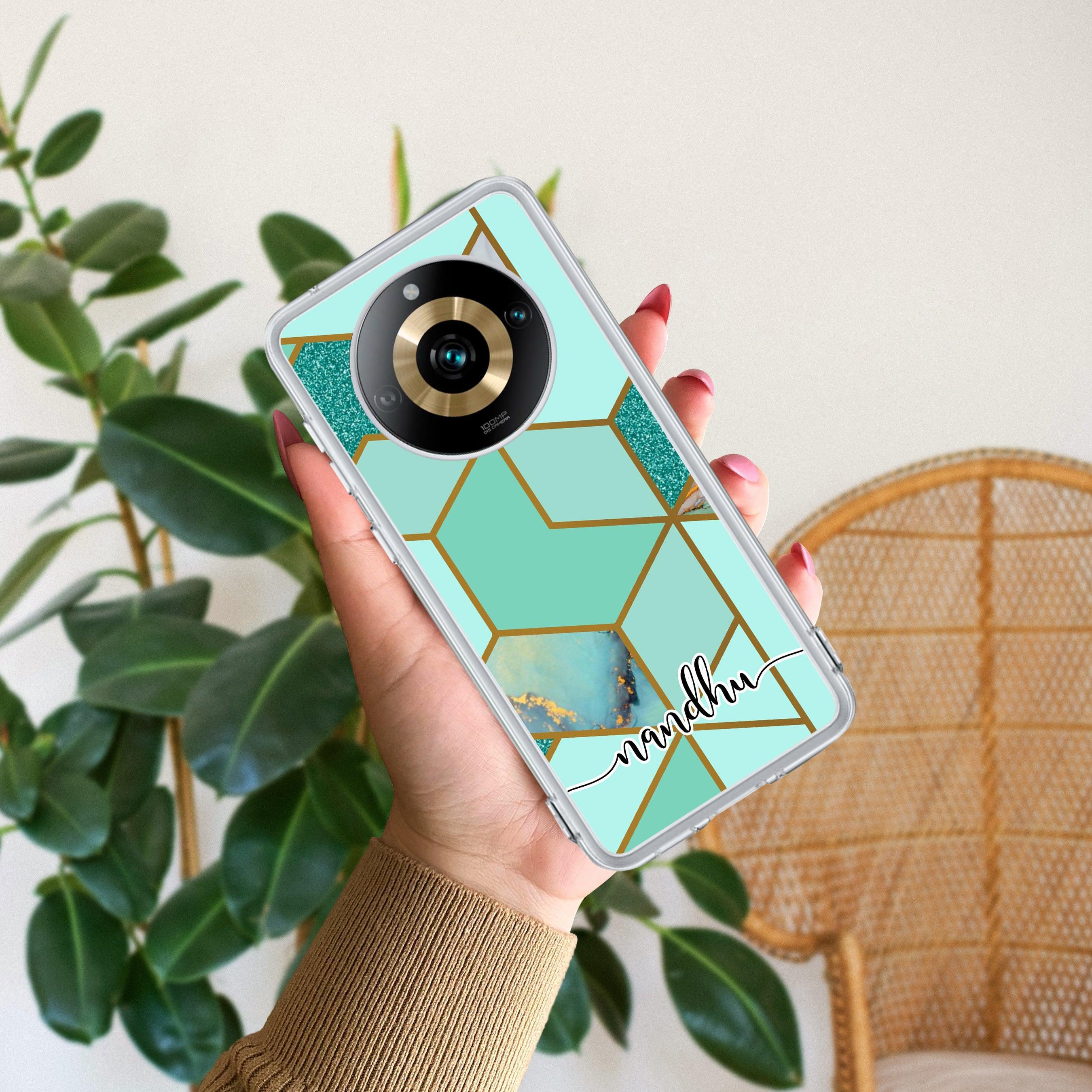 Marble Green Customize Transparent Silicon Case For Realme Narzo 30A / Realme C12 / Realme Narzo 20