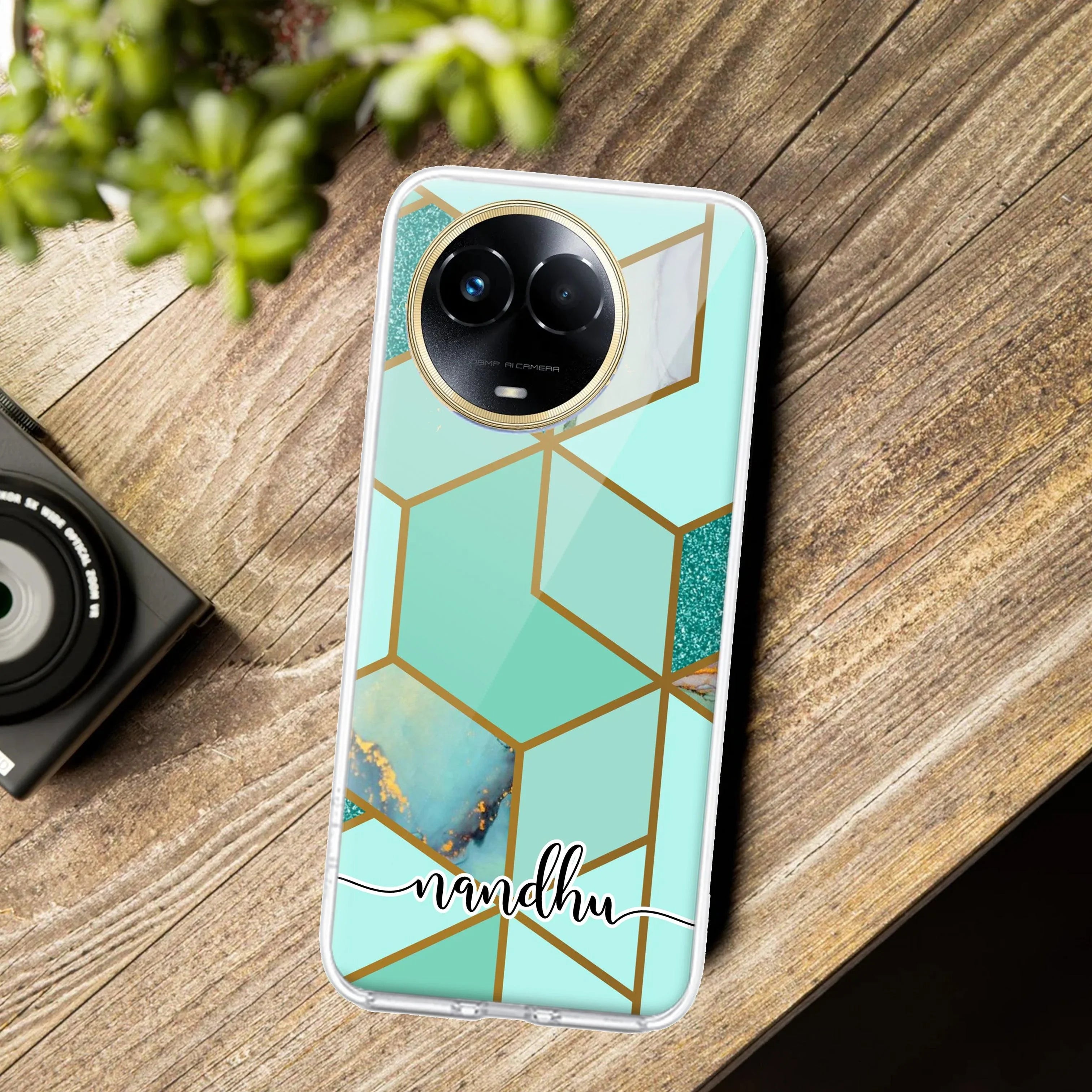 Marble Green Customize Anti Yelllow Case For Realme Narzo 60X /  Realme 11X