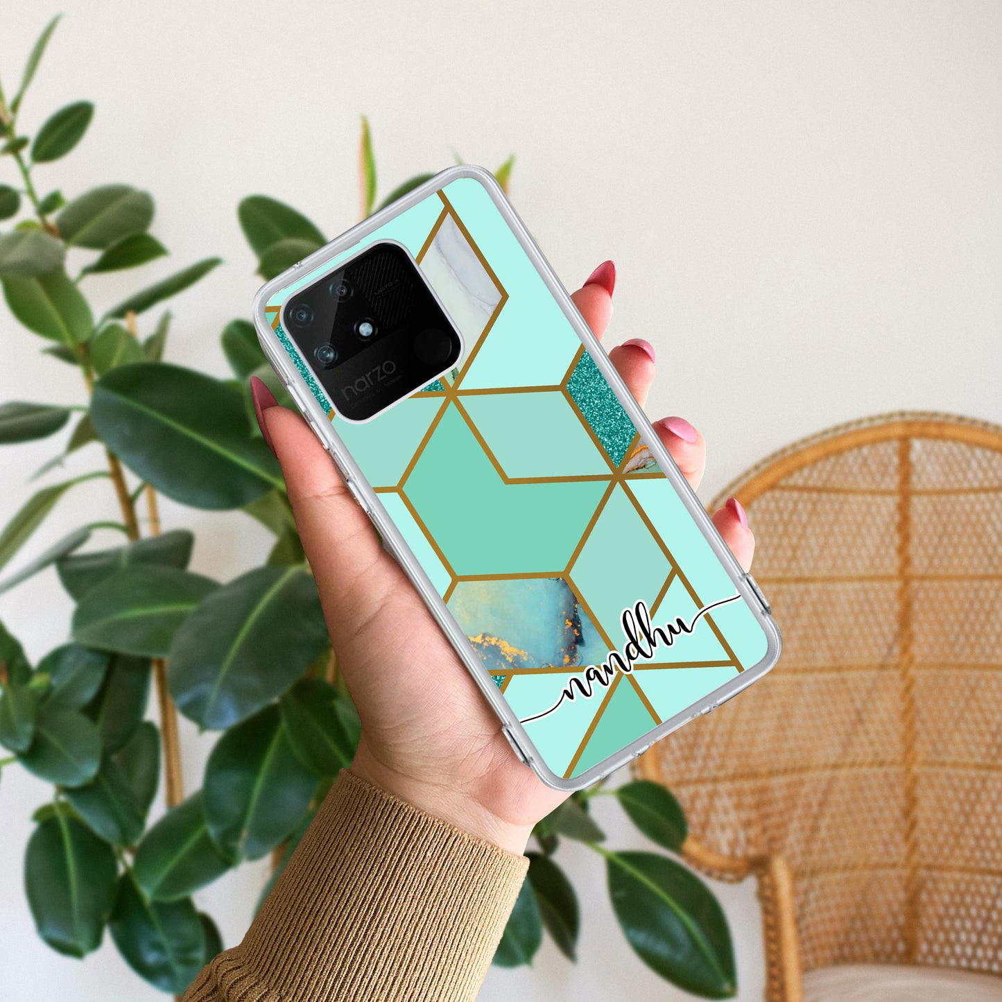 Marble Green Customize Transparent Silicon Case For Realme/Narzo ShopOnCliQ