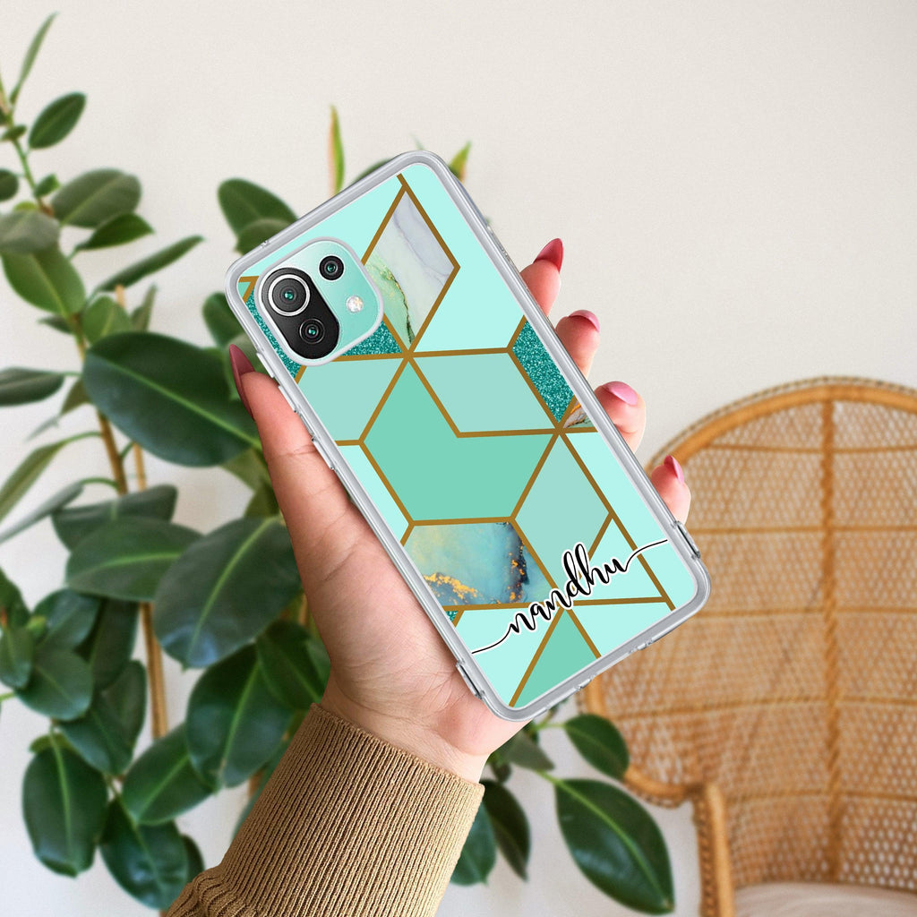 Marble Green Customize Transparent Silicon Case For Mi 10i