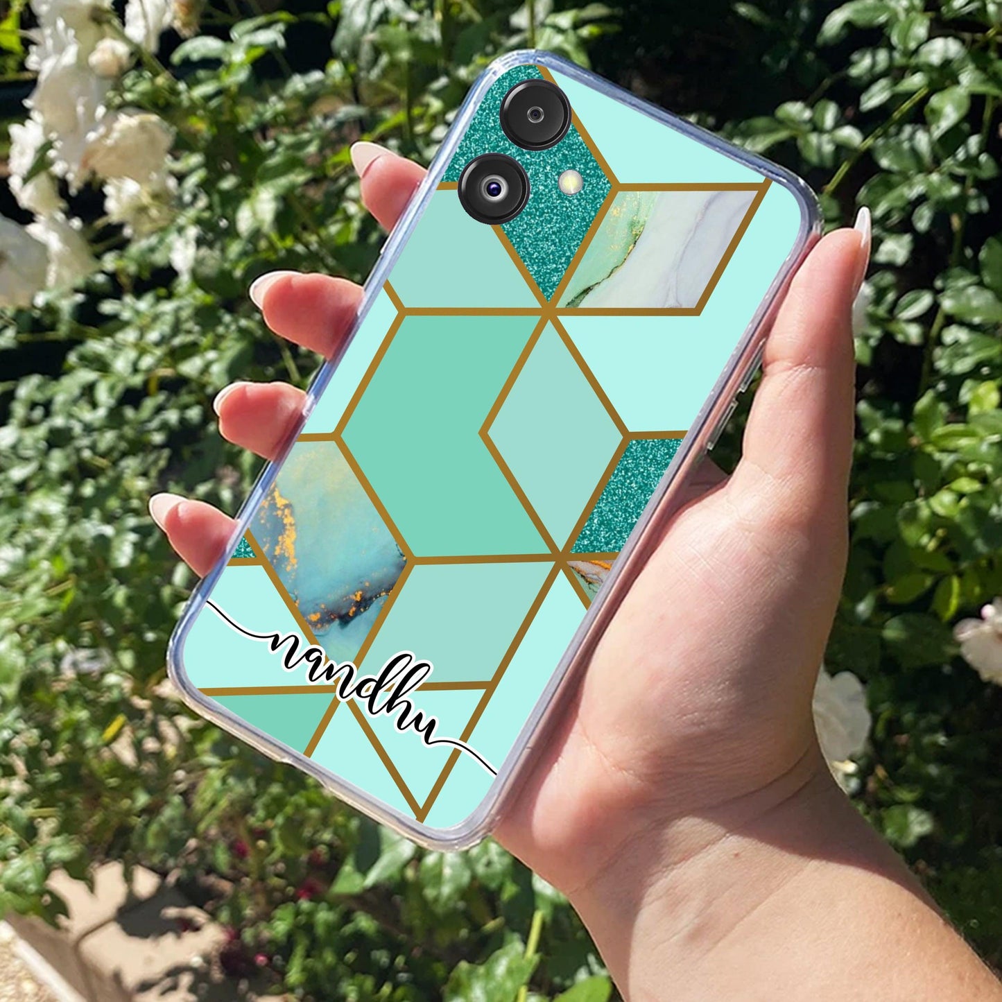 Marble Green Customize Transparent Silicon Case For Samsung