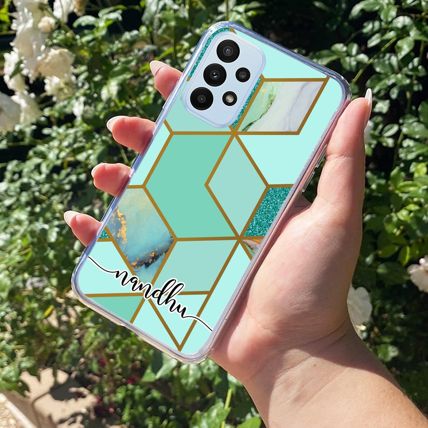 Marble Green Customize Transparent Silicon Case For Samsung